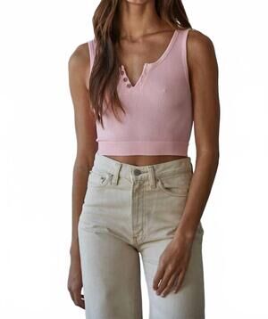 NEW BY TOGETHER henley rib modal tank in powder pink
